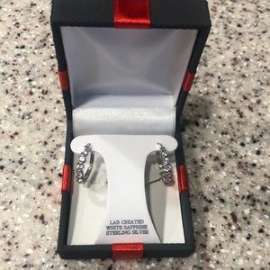 🆕 Lab Created White Sapphire Sterling Silver 20mm Hoop Earrings